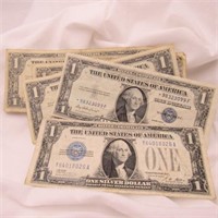5- $1 SILVER CERTIFICATES 1928 A, 1935 F (3) 1957
