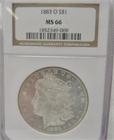 1883 O MORGAN SILVER DOLLAR NGC MS66