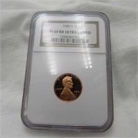 1986 S LINCOLN CENT NGC PF 69 RD ULTRA CAMEO
