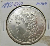 1883 O/O MORGAN SILVER DOLLAR OWNER GRADED MS 64