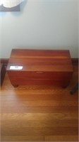 Wood crate with slidable insert and outer handles