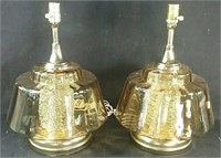 Pair of mid-century amber glass table lamp shades