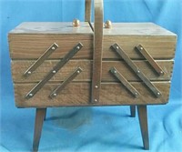 Vintage Wooden accordion sewing basket