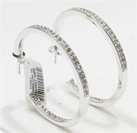 50B- Medium size crystal hoop earrings $80