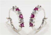 19B-Sterling silver created ruby earrings $100