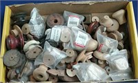 Box of old wooden drawer pulls