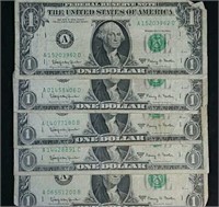 Five United States of America $1 bills