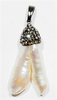 4B- Free form natural pearl with crystals $60