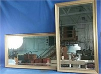 Matching gold frame beveled mirrors 18"X 32 " can