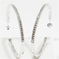 28B- High fashion large crystal hoop earrings $100