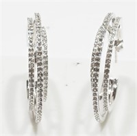 38B- Crystal triple row hoop earrings $130
