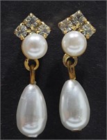 39B- Austrian crystal & pearl earrings $50