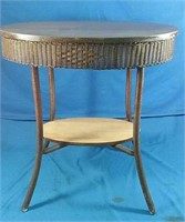 Antique Heywood Wakefield oval wicker lamp table