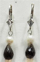 17B- Sterling silver smokey quartz earrings $50
