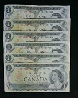 6 Canada one dollar bills
