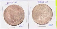 Coin 2 Morgan Silver Dollars  1879-P & 1882-O
