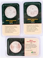 Coin 3 American Silver Eagle 1 Ounce .999 Coins