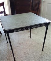Square Card table -metal frame, green top