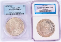 Coin 2 Morgan Silver Dollars Certified PCGS / NGC
