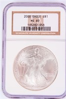 Coin 2000 American Silver Eagle NGC MS69