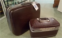 Samsonite small suitcase & cosmetic case - brown