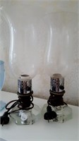 2 Electric vanity lamps-etched shades