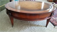 Weiman Round leather inlay - top coffee table