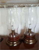 2 electric candles with glass domes
