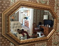 Eight sided gold wall mirror 33" X 25"