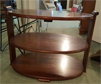 Oval Wood 3 tier shelf - end table height