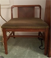 Vanity Stool, wood with upholstered seat