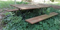 Wood Picnic Table with 2 benches attached