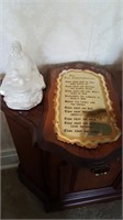 Ten Commandments plaque & Jesus statue