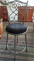 Metal framed bar stool with back, padded seat