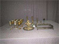 Assorted Silver Plated Cups and Candle Sticks-