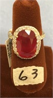 14K yellow gold ruby and diamond ring, weight of d