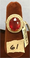 14K yellow gold ladies cast diamond and ruby ring,