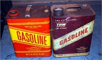 2 Two U S Gallon Metal Rectangular Gas Cans Lot