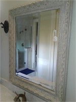 Mirror w/ Distressed Finish Wooden Frame