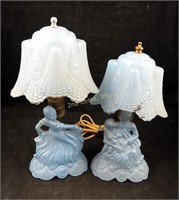 Antique Colored Glass Southern Belle Lamps 11"
