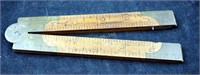 Vintage Stanley Model 61 Folding Wood Brass Ruler