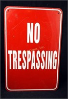 Red Metal 18" X 12" No Trespassing Sign