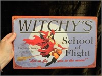 WITCHY'S SCHOOL OF FLIGHT TIN SIGN