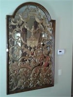 Wood Frame w/ Metal Decorative Grill Mirror