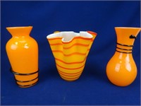 Bright Orange Glass Vases