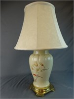 Cream Ceramic Lamp with Lined Shade
