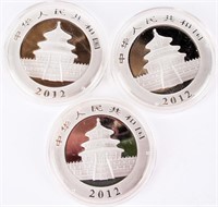 Coin 3 Proof 2012 Panda .999 Fine Silver China