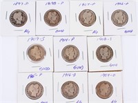Coin 10 Barber Quarters 1897-1916-D