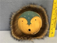 6" carved cottonwood mask with painted accents, ha
