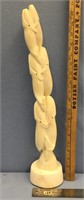 Outstanding 18" fossilized ivory tusk carved into